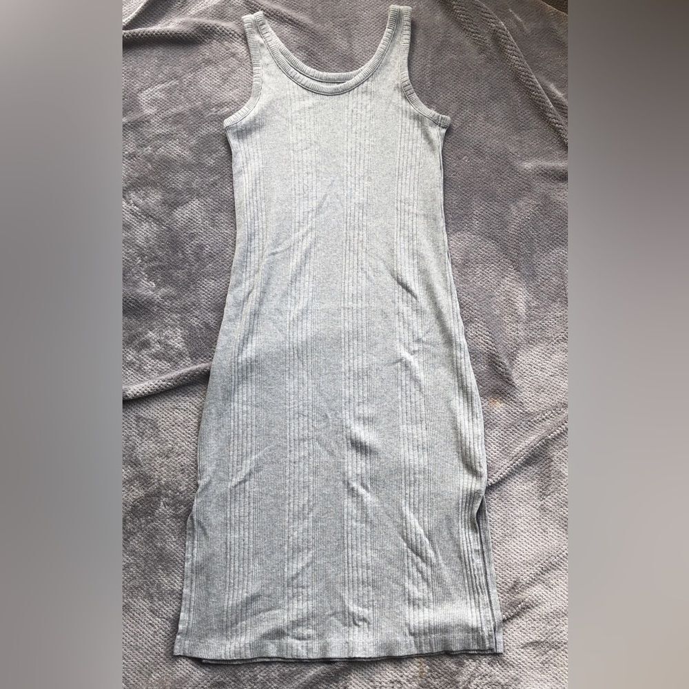 a new day Light Gray Ribbed Tank Midi Dress - Scoop Neck